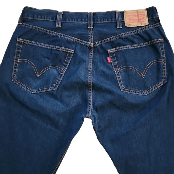 Levi's Blue 501 Button-Fly Denim Straight Leg Jeans - Picture 3 of 9